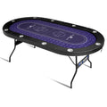REAHOISY Poker Table Foldable, Casino Leisure Gamimg Table for 8/10 Player, Folding Texas Holdem Blackjack Table with Padded Rails & Cup Holders for Home Game Room, 84 Inch