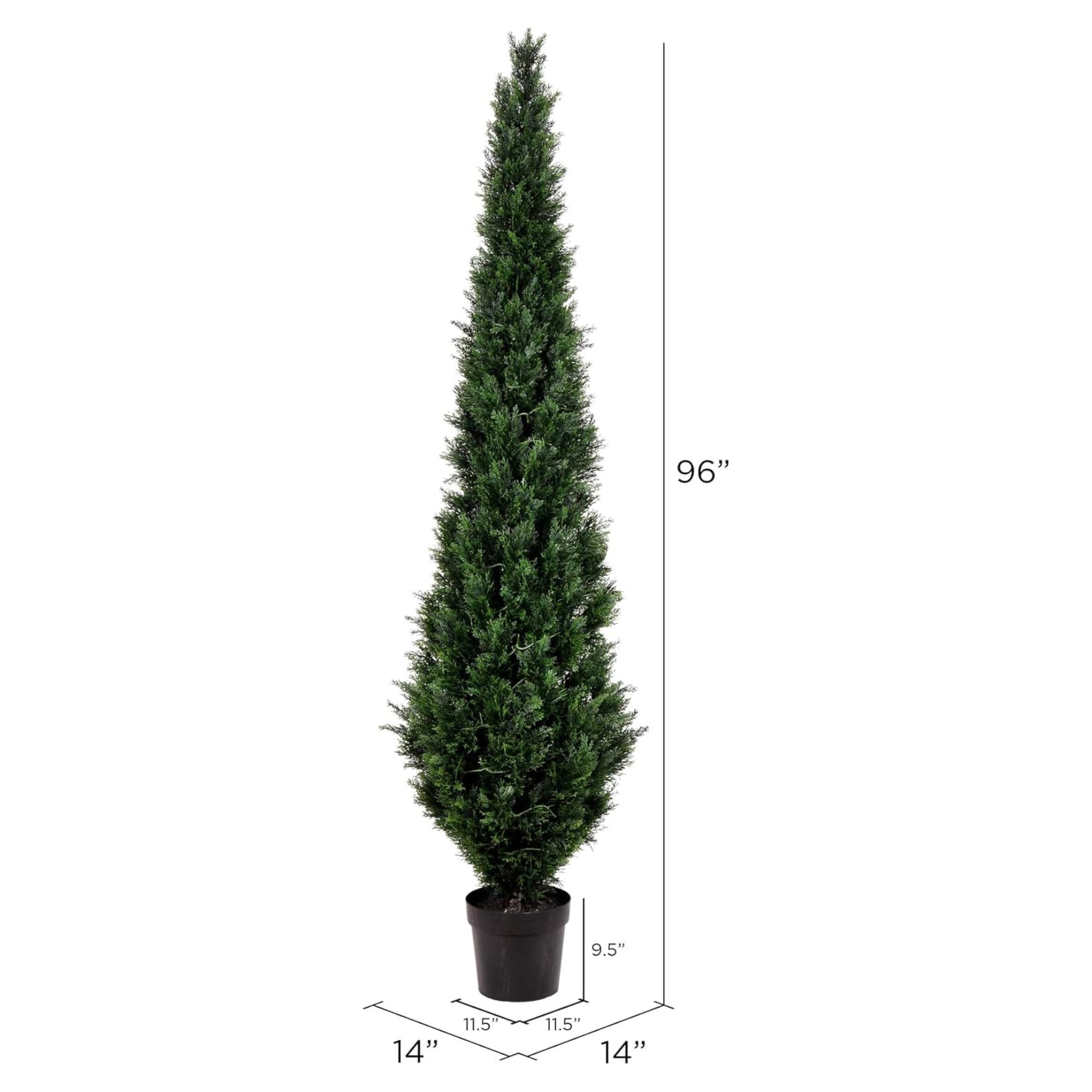 Oakestry 8ft Artificial Cedar Tree Potted Green Faux Cedar UV Resistant Tall Indoor Outdoor Home Office Patio Front Door Decoration Realistic Evergreen Maintenance Free Seasonal Faux Plant