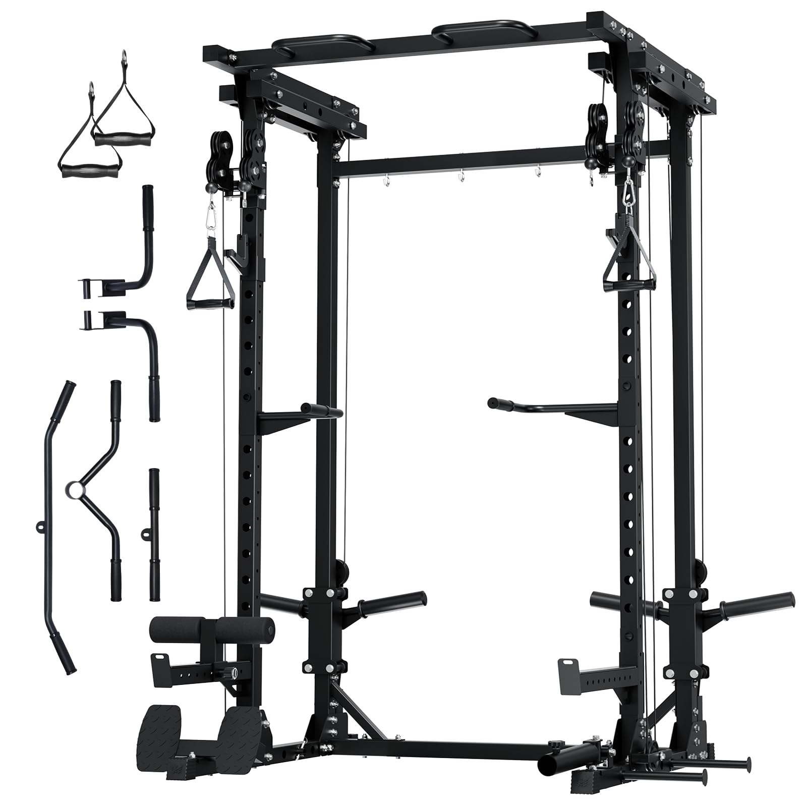 MAJOR FITNESS Drone3 Power Rack, 2500lbs Multi-Function Home Gym Squat Rack with Dual Pulley System, Pull-Up Bar & J-Hooks, Heavy-Duty Steel Frame for Maximum Stability & Strength Training