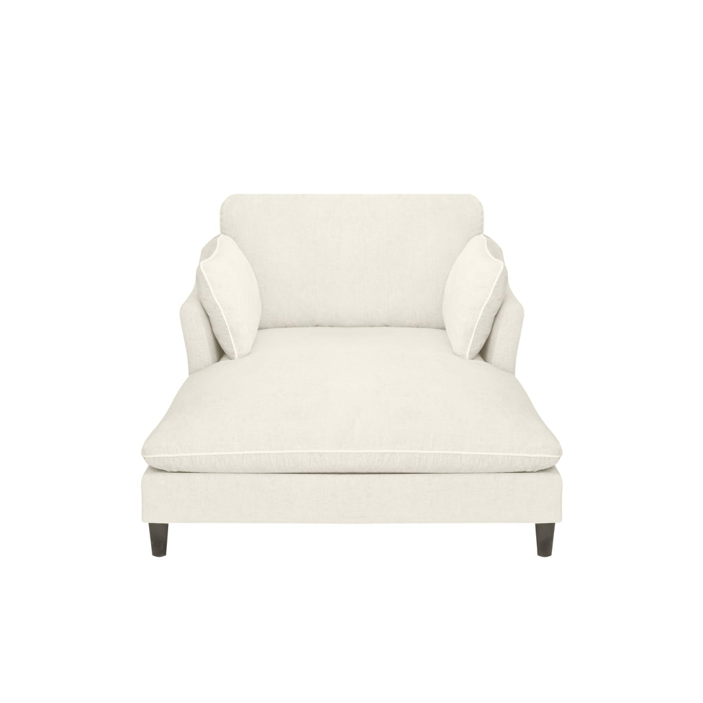 Merax Boneless Chaise Lounge Chair Indoor, 51.2" Modern Oversized Chaise Lounge Reading Chairs with 2 Pillows, Comfy Chenille Sleeper Sofa Couch for Living Room Bedroom Apartment, Beige