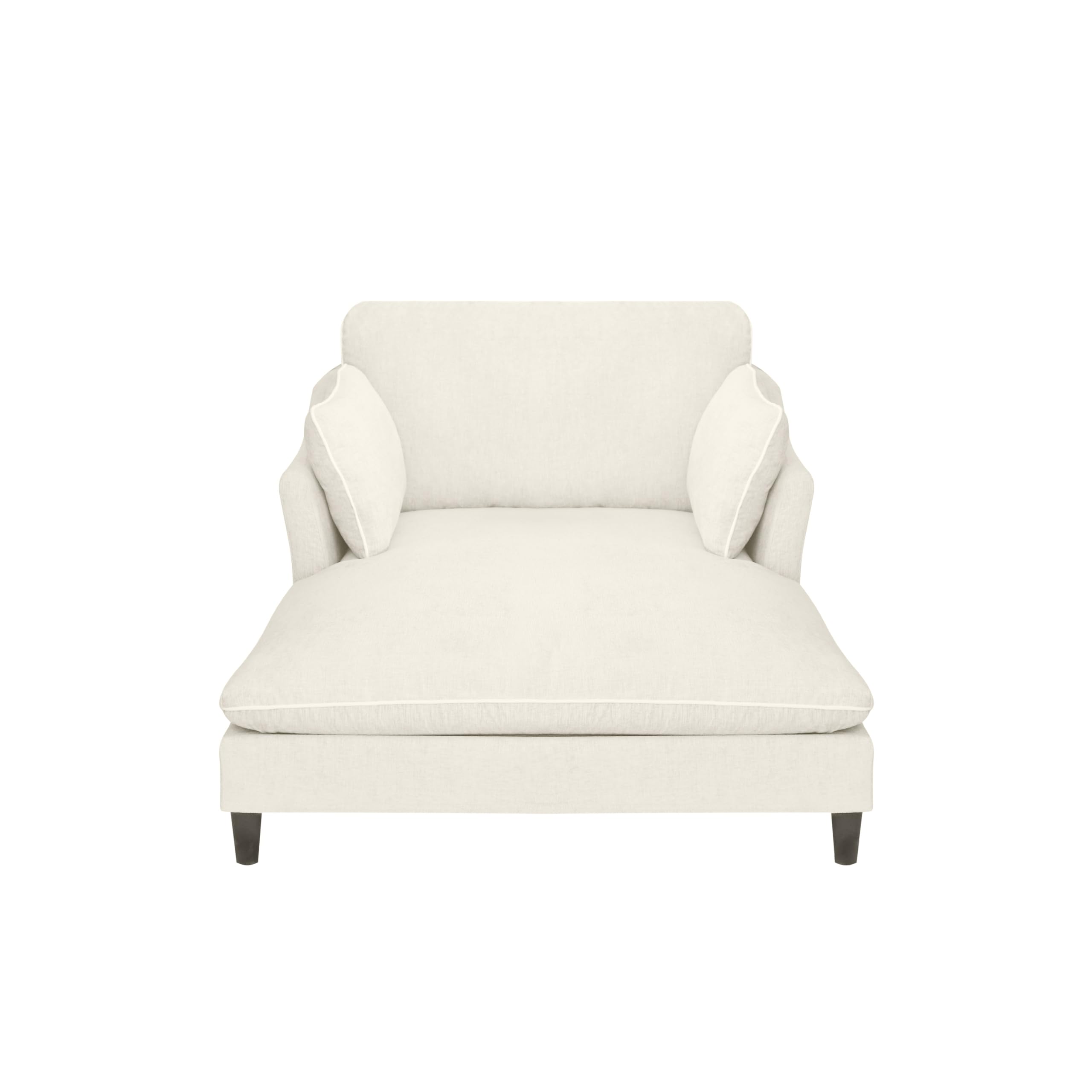 Merax Boneless Chaise Lounge Chair Indoor, 51.2" Modern Oversized Chaise Lounge Reading Chairs with 2 Pillows, Comfy Chenille Sleeper Sofa Couch for Living Room Bedroom Apartment, Beige