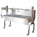 Rotisserie Grill Stainless Steel Charcoal Spit Roaster, 50" Pig Lamb Hooded Roaster Charcoal Spit with 30W Motor & Adjustable Height Lockable Casters for Outdoor Camping Party, Rated 150 LB