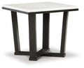 Signature Design by Ashley Fostead Contemporary Square 24" End Table with Marble Top, White Marble & Dark Brown