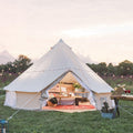 Dream House Outdoor Waterproof Cotton Canvas Family Camping Bell Tent (Beige Cotton Canvas Tent, Diameter 6 Meter)