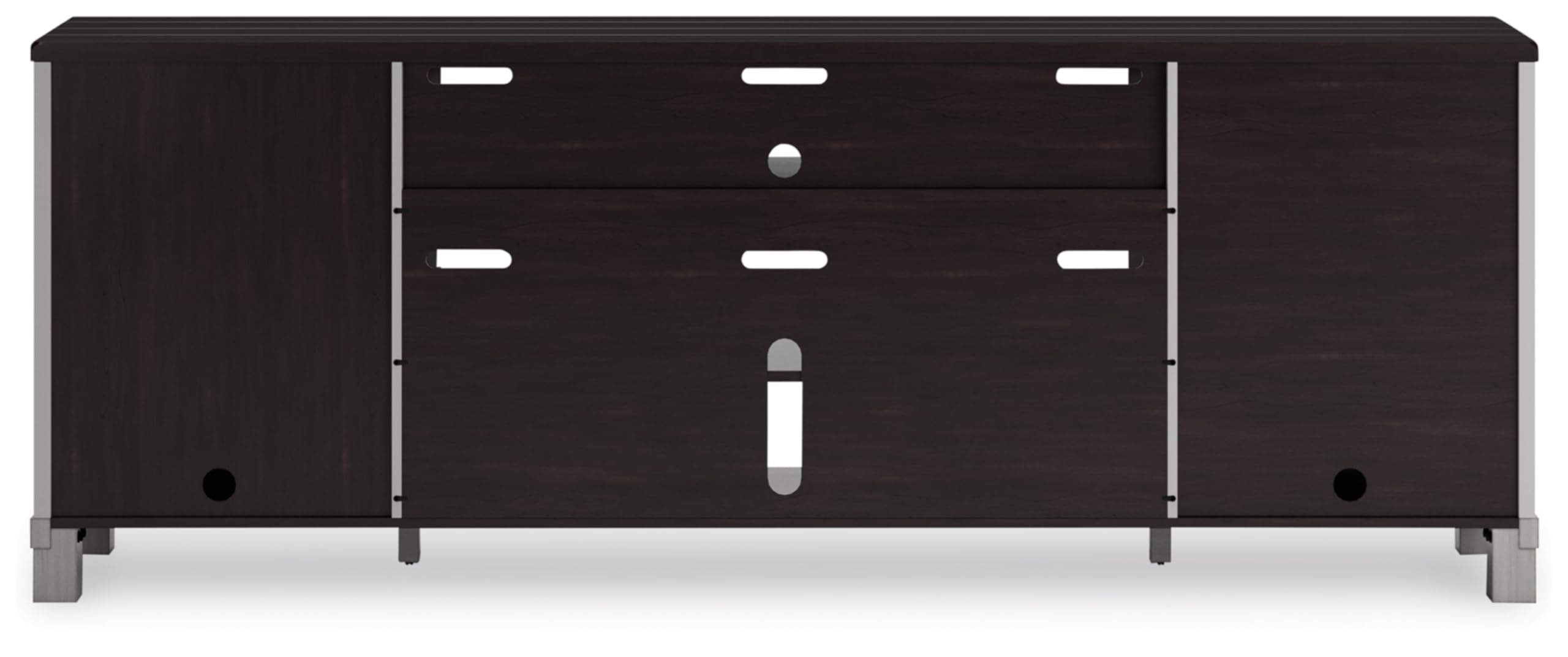 Signature Design by Ashley Darborn Farmhouse 88" TV Stand for TVs up to 101" with Adjustable Shelves, Cabinets, Cord Openings and Fireplace Option, Light Gray & Dark Brown