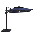 Greemotion Rumis 8-foot Cantilever UV-resistant Shade Rotation Tilt Umbrella with Built-in Solar Panel LED Light for Outdoor, Porch, Pool, Deck, Dark Blue