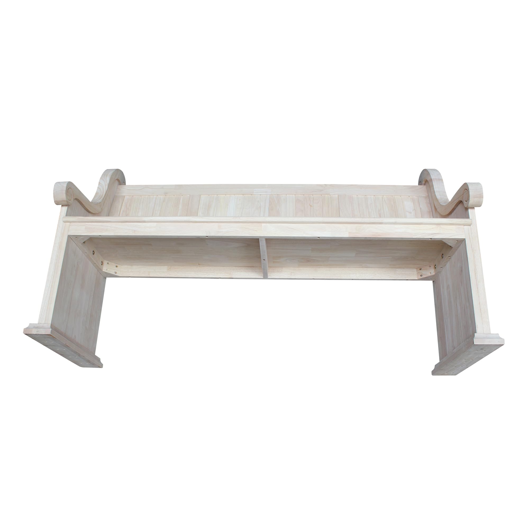 IC International Concepts, Sanctuary Bench, Solid Real Wood, Sturdy Parawood, Entryway/Dining/Living, Spacious Dimensions 58" W x 17.7" D x 18" H, 450 LBS Capacity, Paint/Stain Ready, Unfinished