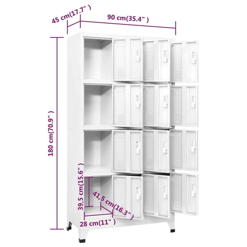 Gecheer Steel Locker Cabinet with 12 Compartments and Lockable Doors, Industrial Design, Easy Assembly, Grey 90 x 45 x 180 cm for Fitness Centers