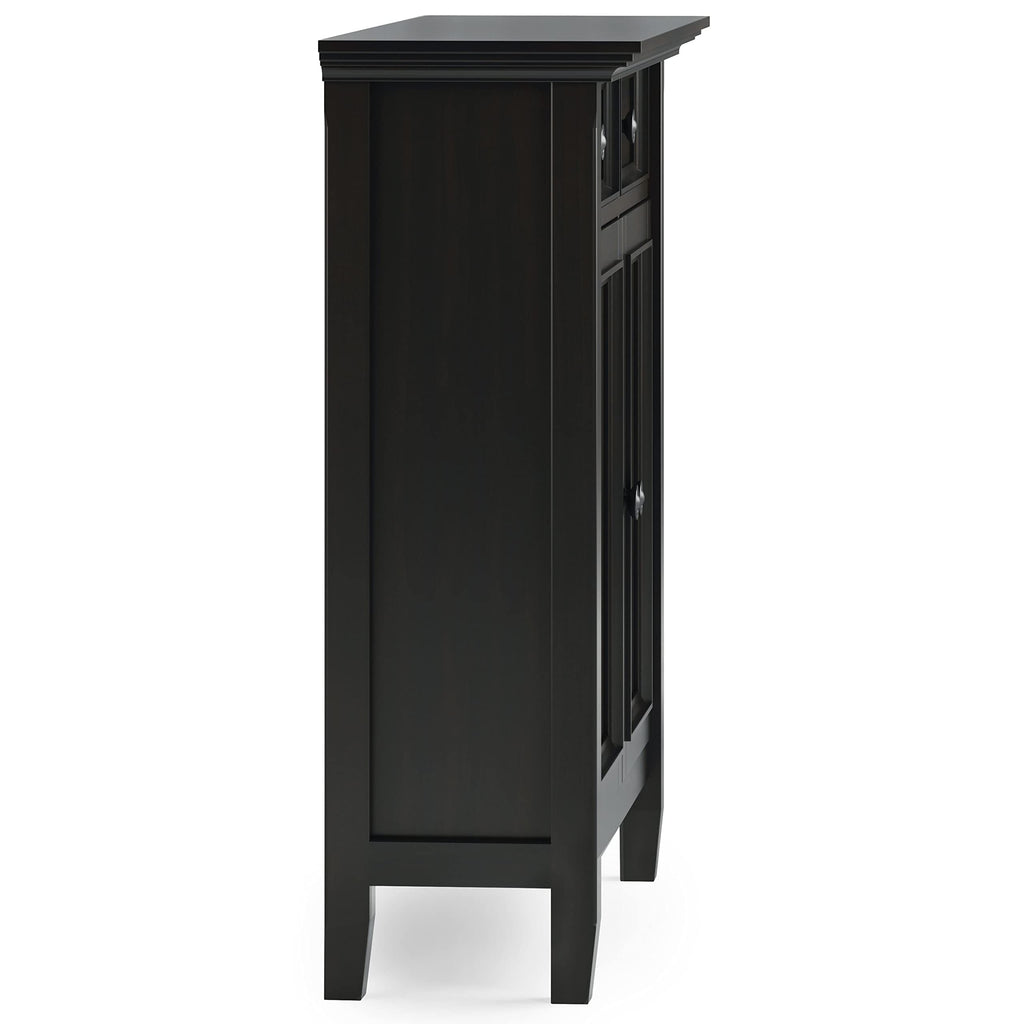 SIMPLIHOME Amherst 36-inch Wide Transitional-Style Storage Cabinet in Hickory Brown with Drawers and Adjustable Shelves for Entryway or Living Room