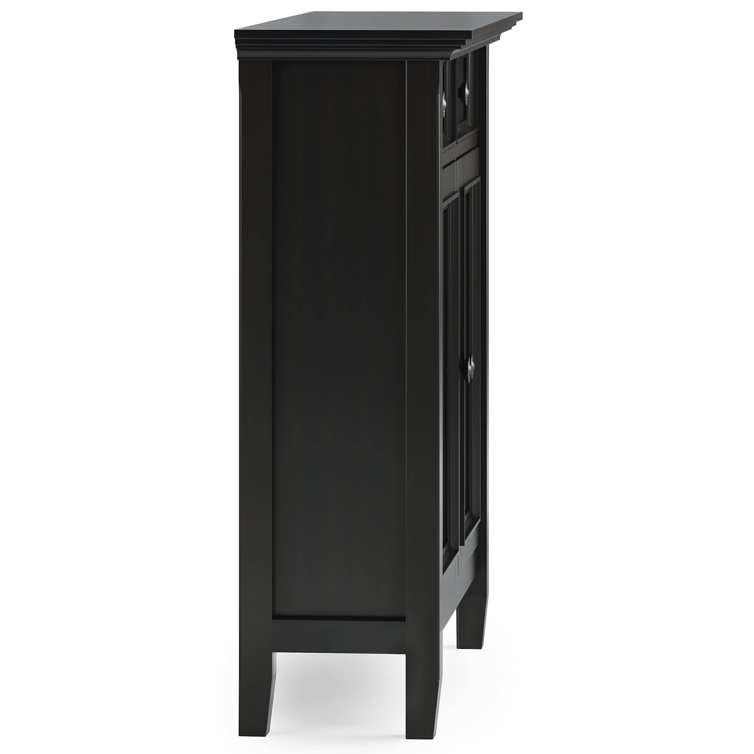 SIMPLIHOME Amherst 36-inch Wide Transitional-Style Storage Cabinet in Hickory Brown with Drawers and Adjustable Shelves for Entryway or Living Room