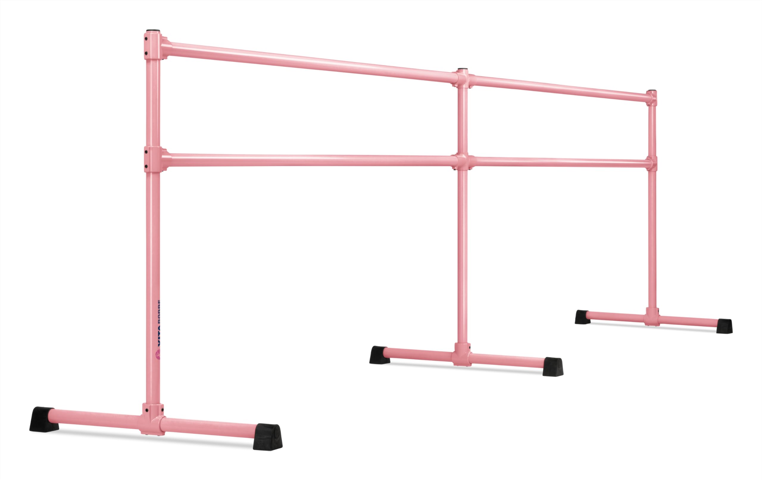 VITA Barre Portable Freestanding Double Ballet Barre, Extreme, 16 Ft Bars, Light Pink, Steel | Fixed Height, Made in USA, Home or Gym Exercise Equipment for Kids & Adults | Dance, Fitness, Pilates