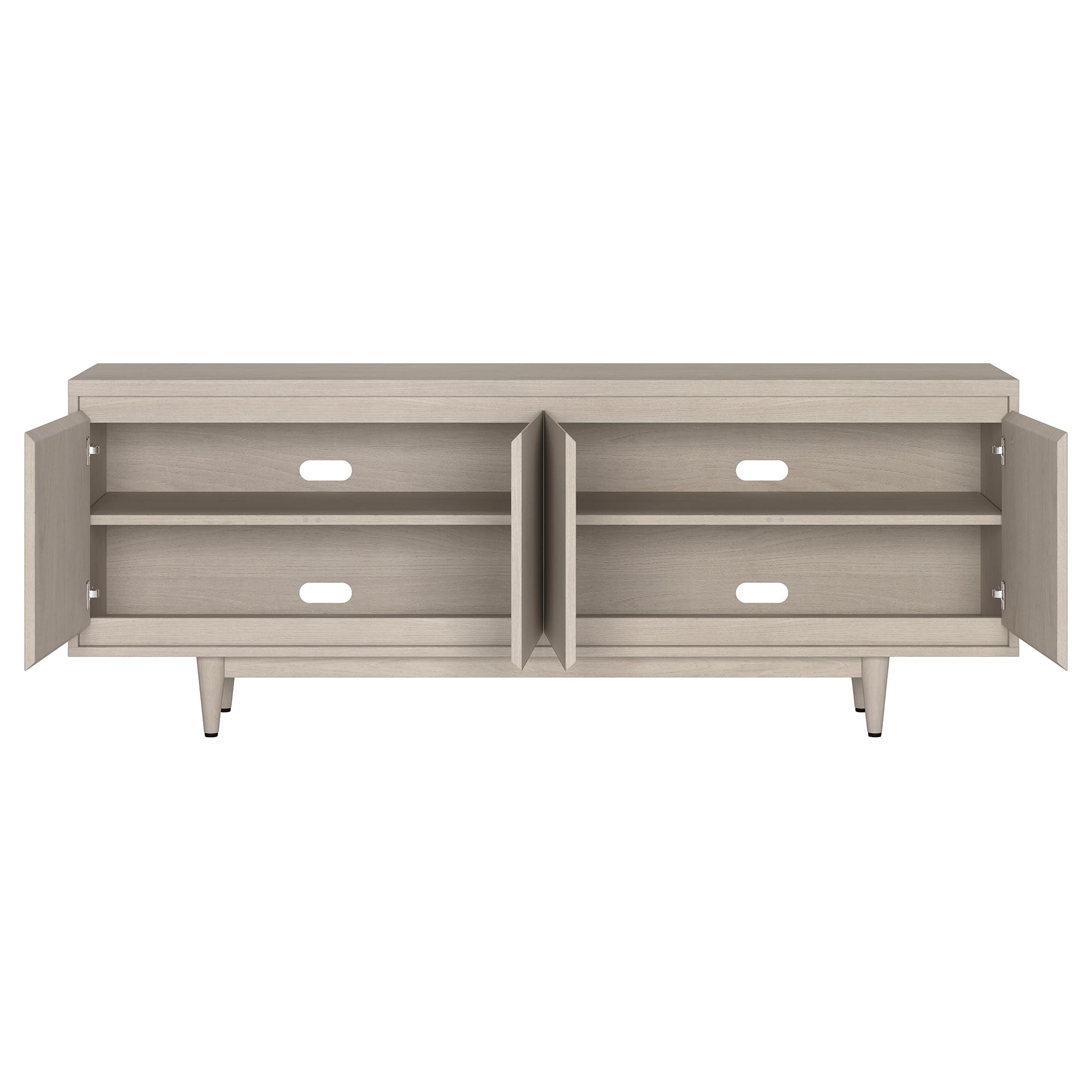 Henn&Hart TV Stand for TVs up to 75" with 2 Storage Cabinets with an Adjustable Shelf for Living Room, Family Room, or Office, Beech White