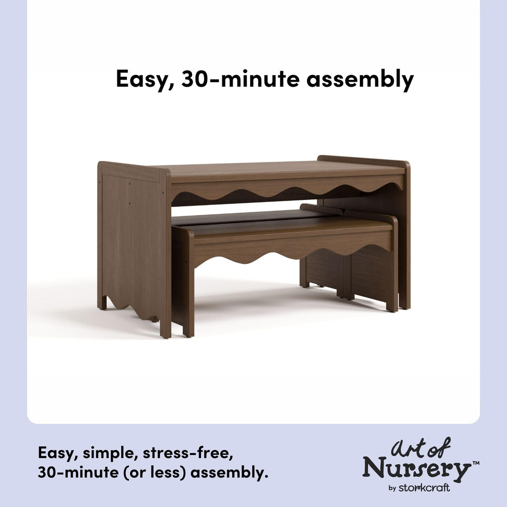 Storkcraft Casablanca Montessori Indoor Kids Table & Bench Set – Premium Kids Activity Table and Bench Set, Toddler Furniture for Crafts and Snack Time, Durable & Easy-to-Clean Surface (Hazelnut)