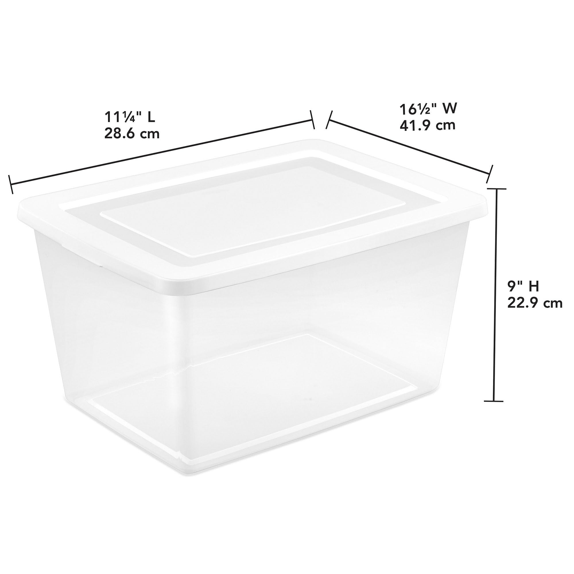 Sterilite 32 Pack Storage Box, 58 Quart Stackable Tote, Clear Plastic Container with Secure Snapping Lids for Home and Office Organization, White
