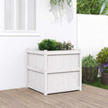 Foknhdi Square 27.6" White Large Planter Box Solid Pine Wood Plant Pot Raised Garden Bed for Outdoor Flowers Herbs Patio Balcony Garden