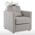 BarberPub Backwash Shampoo Station Chair, Adjustable Porcelain Ceramic Hair Wash Basin, Vacuum Breaker, Professional Shampoo Chair for Salon and Spa 9309 (Gray)