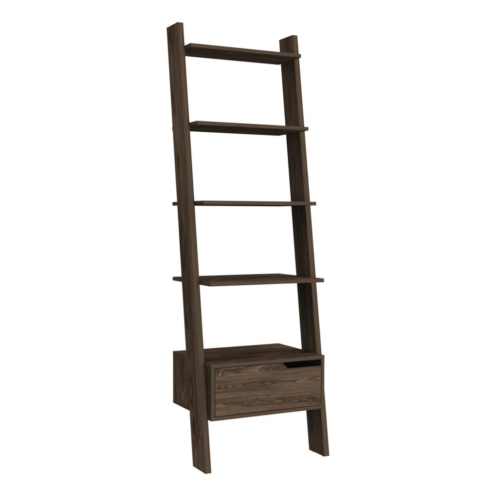 Adigyco Bookcase, One Drawer, Five Open Shelves, Dark Walnut,Five Open Shelves (11,81''H X 20,07''W)