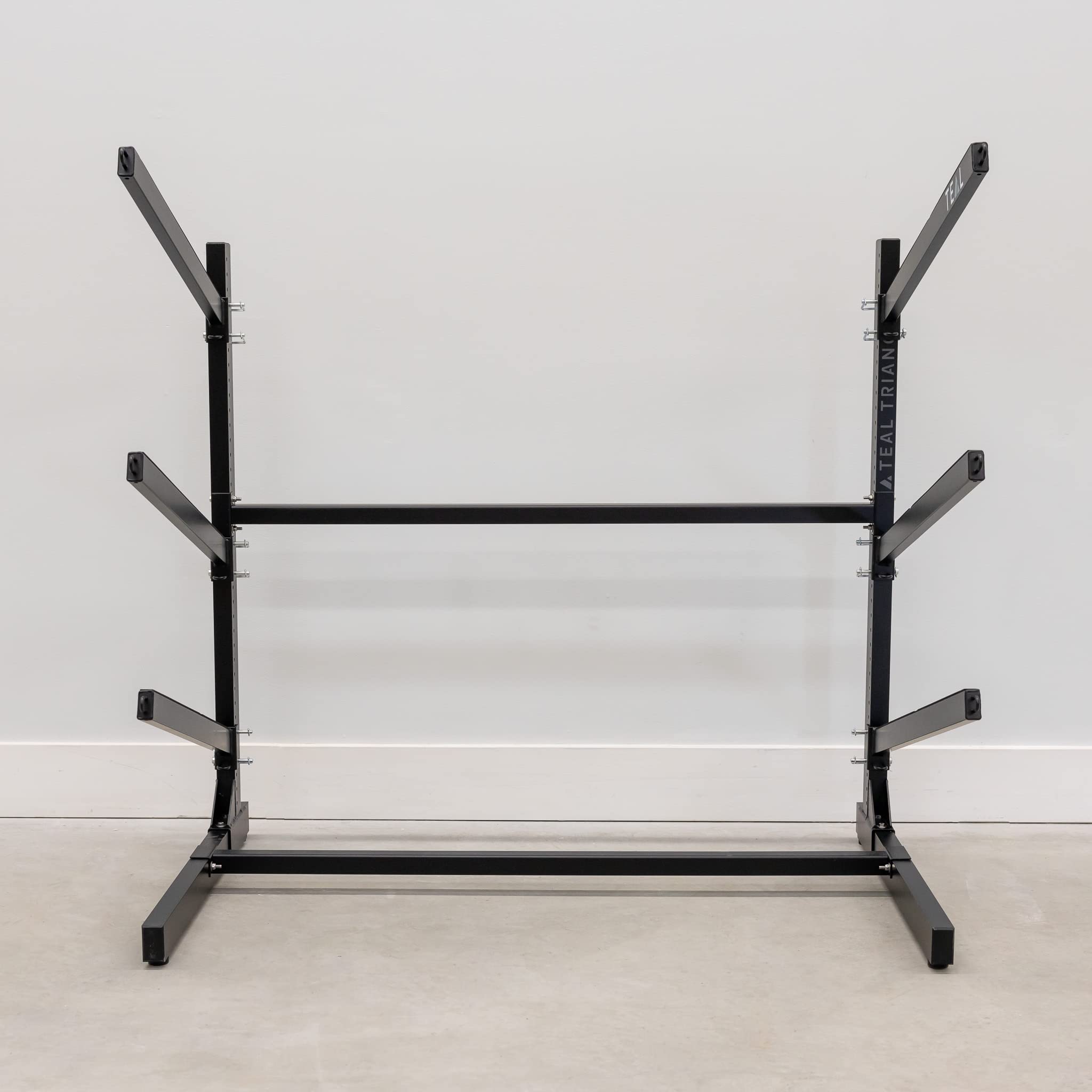 Teal Triangle Freestanding Kayak Storage Rack – 3 Kayak Rack & Canoe Rack – Indoor Outdoor Kayak – Adjustable Surfboard & Stand Up Paddle Board Holder – Adjustable Storage Stand - Black