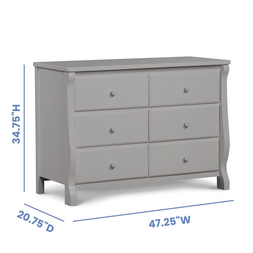 Delta Children Universal 6 Drawer Dresser with Interlocking Drawers - Greenguard Gold Certified, Grey