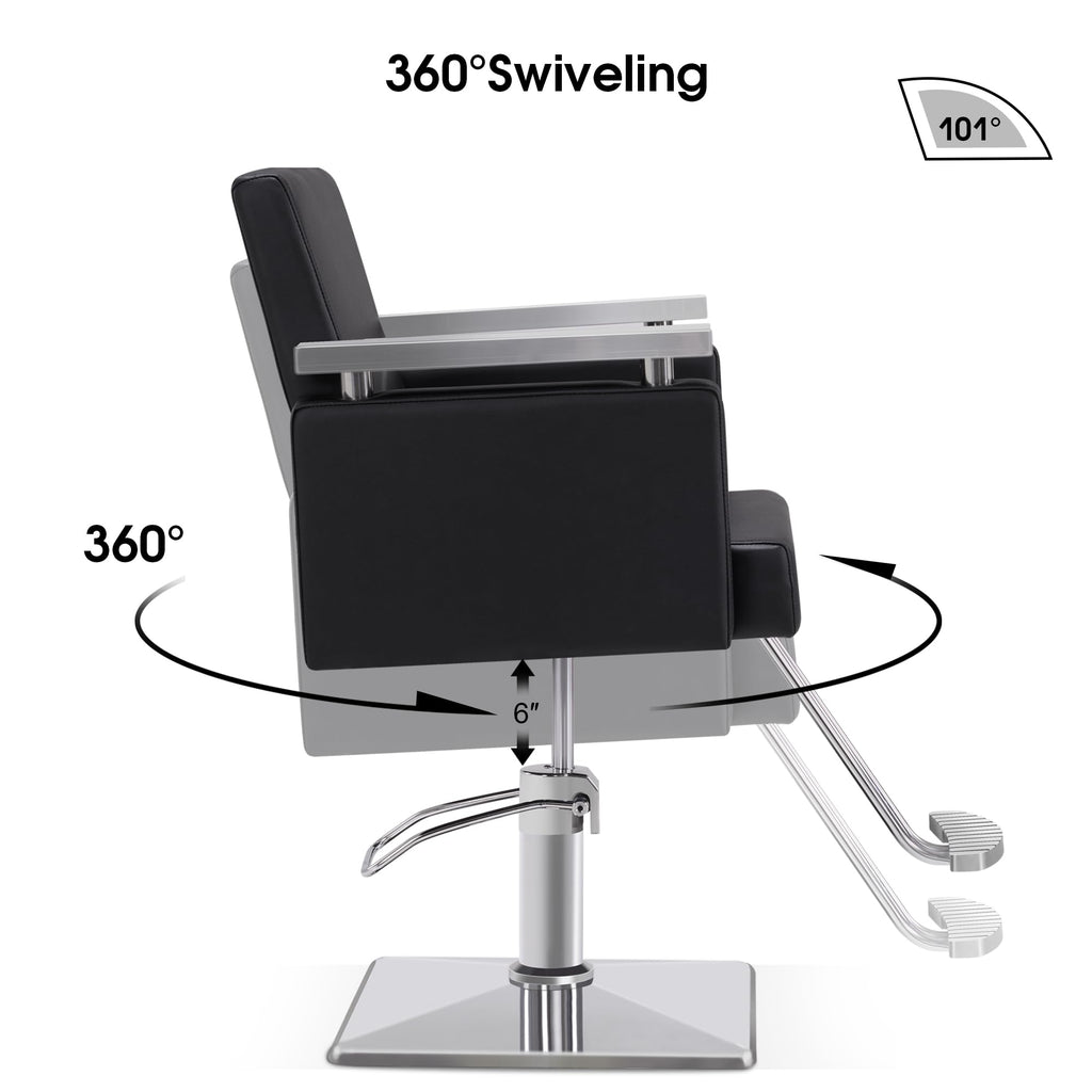 BarberPub Classic Hydraulic Barber Chair Styling Salon Chair for Hair Stylist Beauty Spa Equipment 8808 (Black)