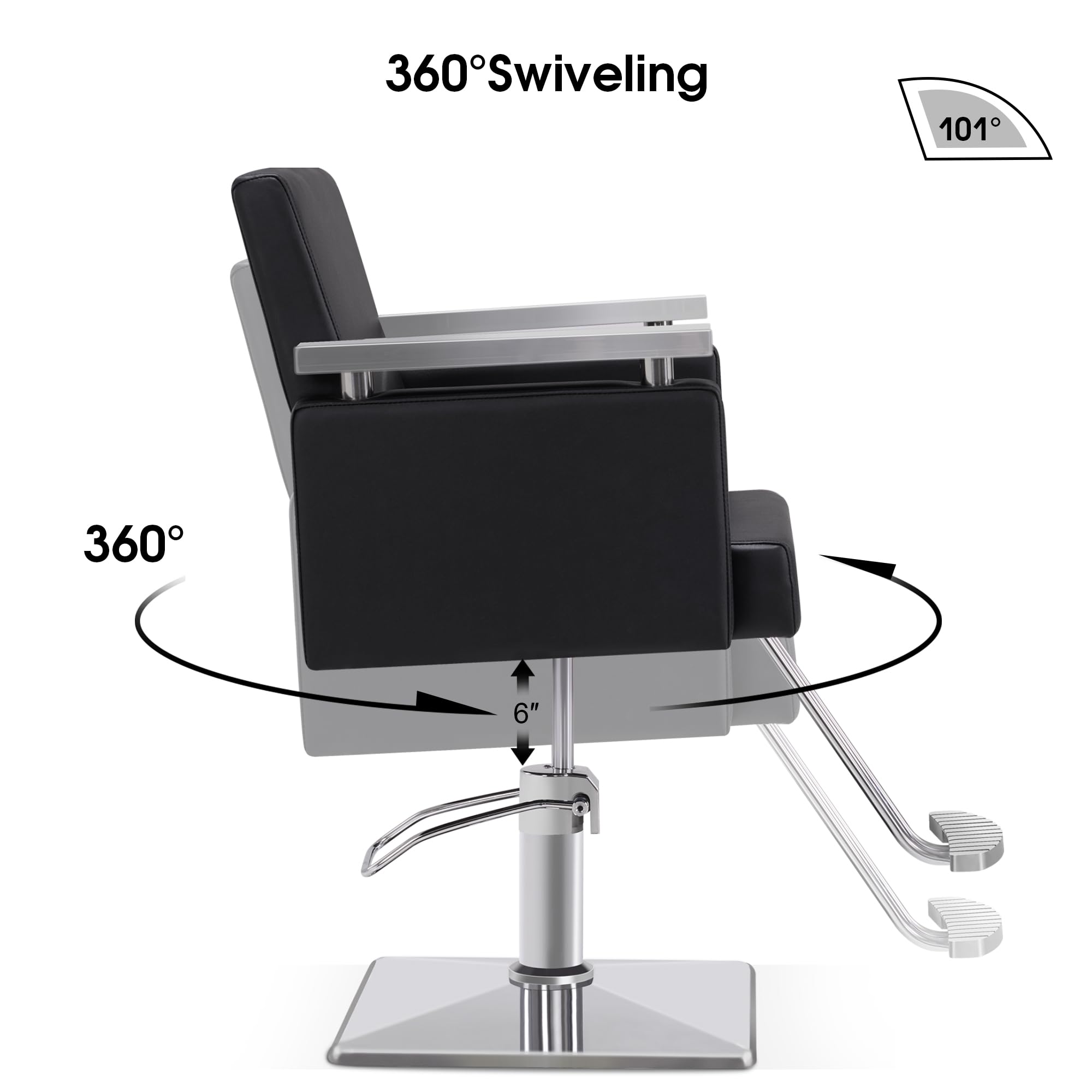 BarberPub Classic Hydraulic Barber Chair Styling Salon Chair for Hair Stylist Beauty Spa Equipment 8808 (Black)