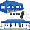 COBIZI 10x30 Pop up Canopy Heavy Duty Outdoor Extra Thick Frame Tents with 8 sidewalls for Parties UPF 50+ Waterproof Commercial Gazebo with Roller Bag, Blue(Windproof Upgraded)