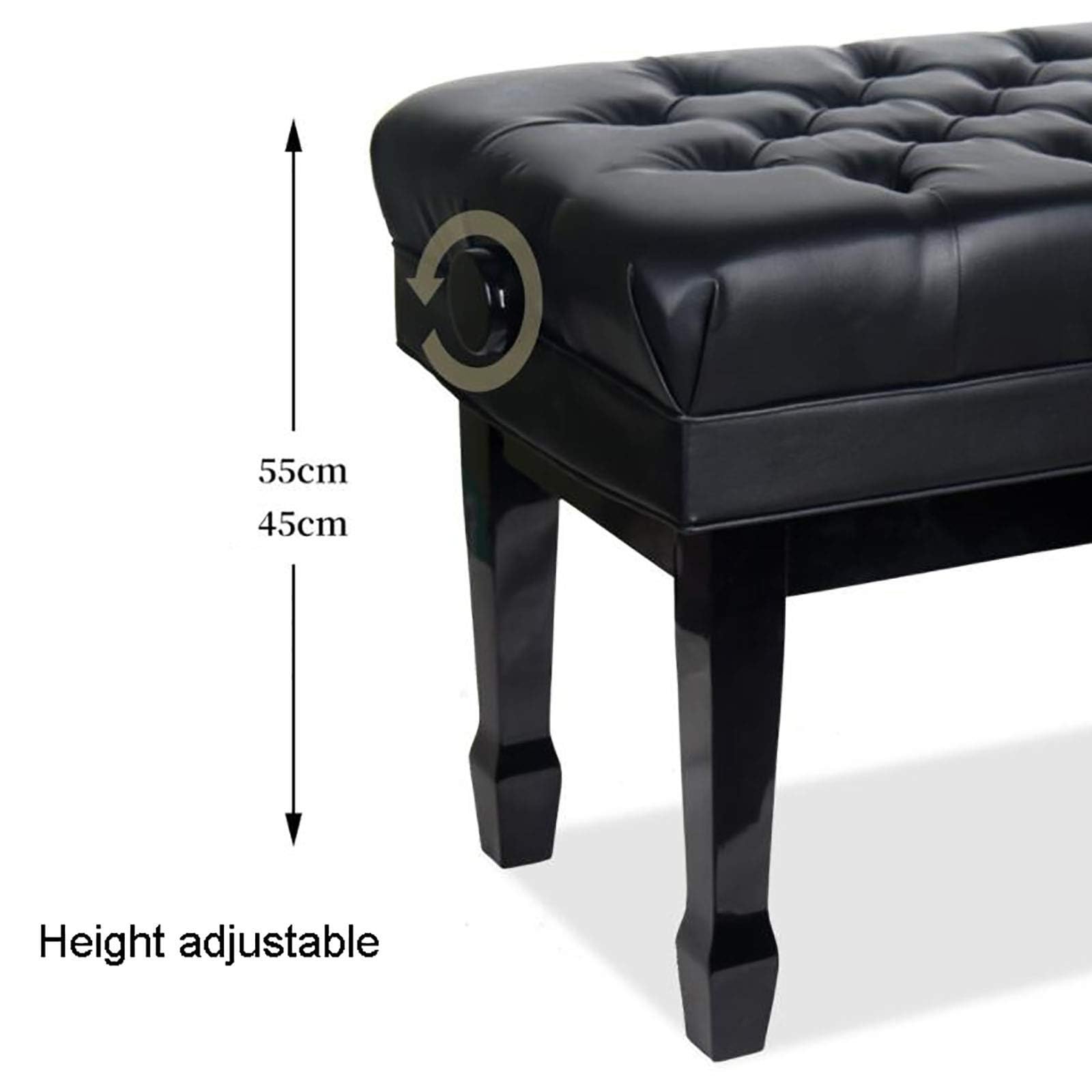 Meiiron Luxury Leather Piano Bench Wooden with Large Music Sheets Storage Compartment, Soft Leather Padded Stool and Solid Wood Frame - 10cm Height Adjustable
