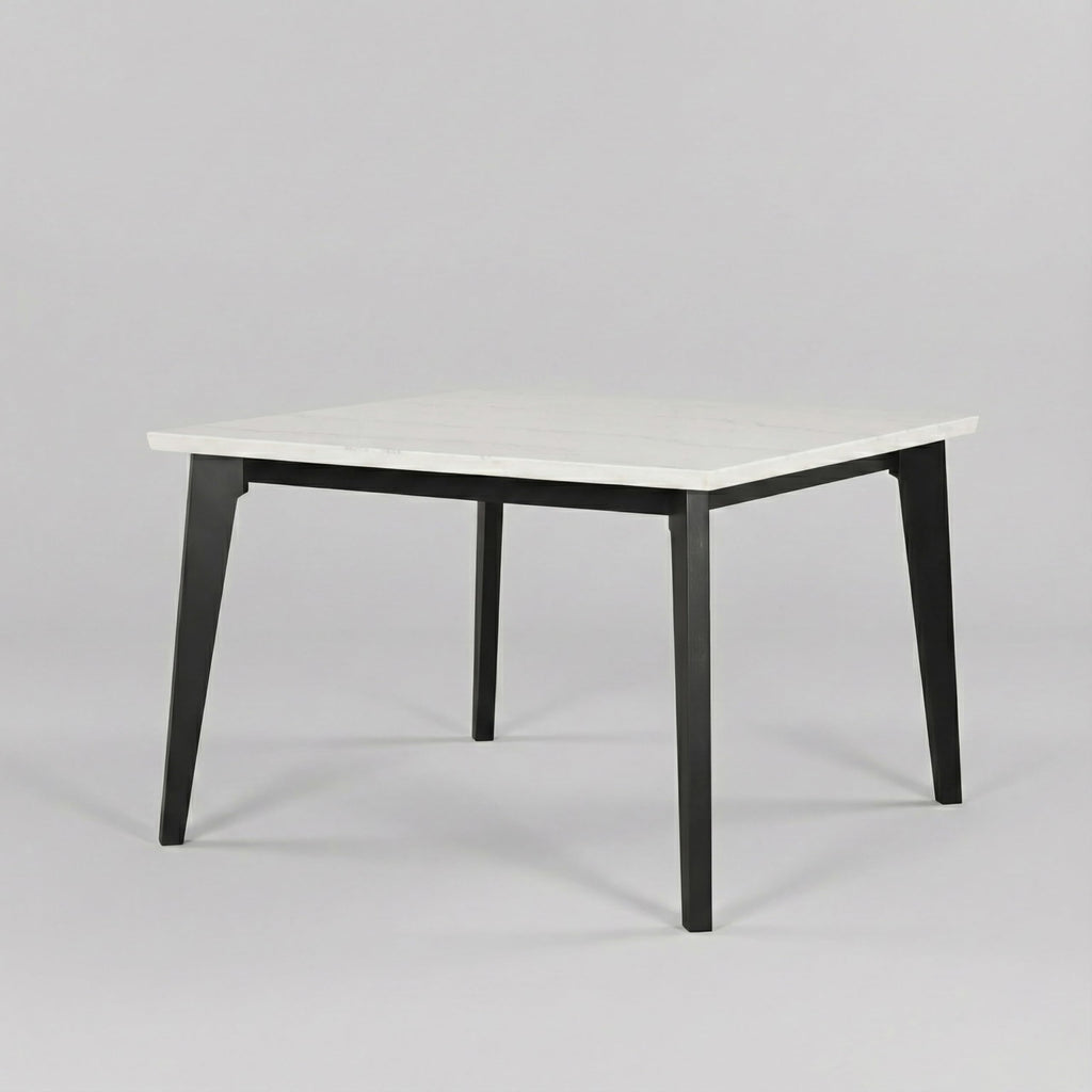 Furniture of America Isolde Contemporary 54-inch Marble Top Square Counter Height Dining Table with Tapered Legs, Easy Assembly for Home Kitchen, Living Room, Dinettes, Black and White