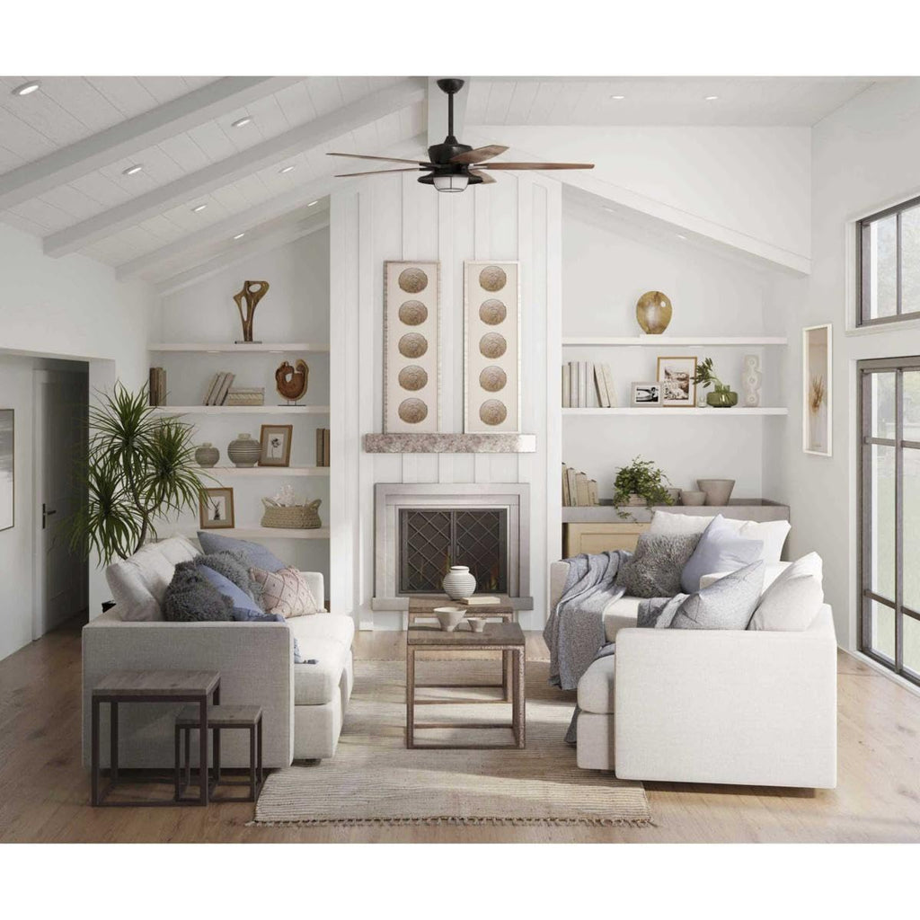 Progress Lighting P2564-2030K Protruding Mount, 5 Walnut Blades Ceiling fan with 18 watts light, Antique Bronze