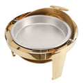 Chafing Dish Buffet Set Premium Stainless Steel Round Catering Food Warmer with Transparent Lid Alcohol Heated for Party Event Restaurant Banquet Gold 6L 47cm (1 Full Size Pan)