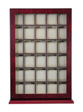 TIMELYBUYS 30 Piece Cherry Wood Watch Display Wall Hanging Case and Storage Organizer Box and Stand Father's Day