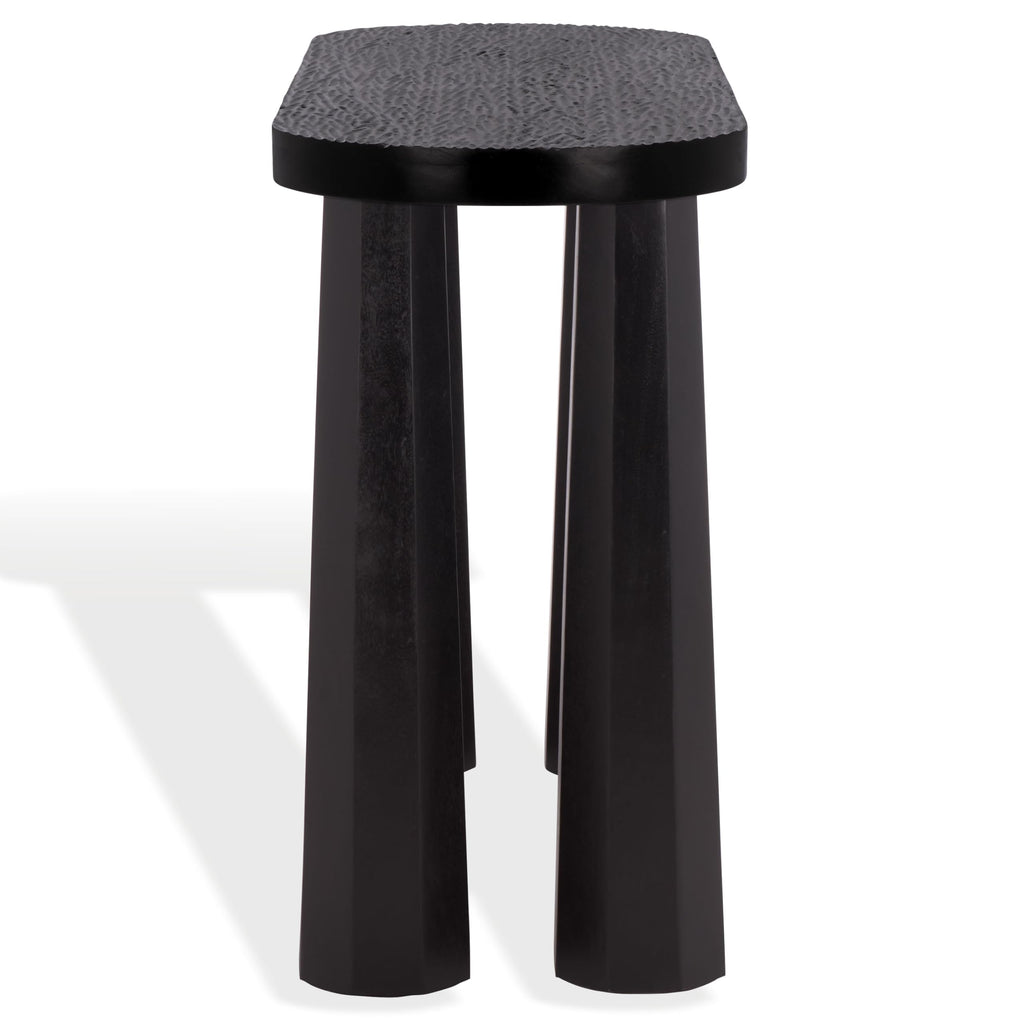 SAFAVIEH Couture Collection - Petraclara Black Solid Wood Console Table, Sculptural Oval Design, Modern Accent (SFV5791A)