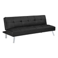 OSP Home Furnishings Kenneth Modern Button Tufted Convertible Click-Clack Futon Sofa Bed, Black Faux Leather with Chrome Legs