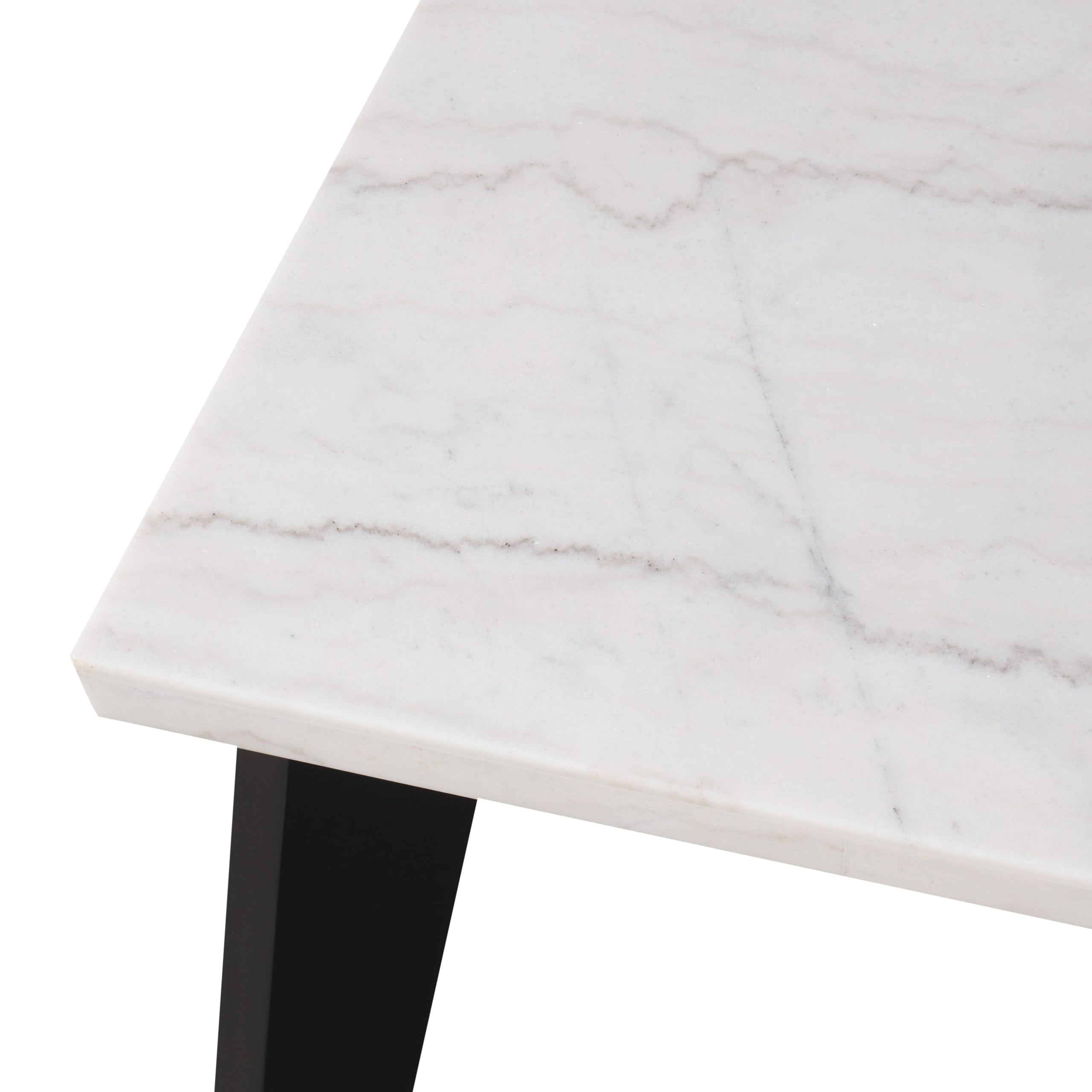 Furniture of America Isolde Contemporary 54-inch Marble Top Square Counter Height Dining Table with Tapered Legs, Easy Assembly for Home Kitchen, Living Room, Dinettes, Black and White
