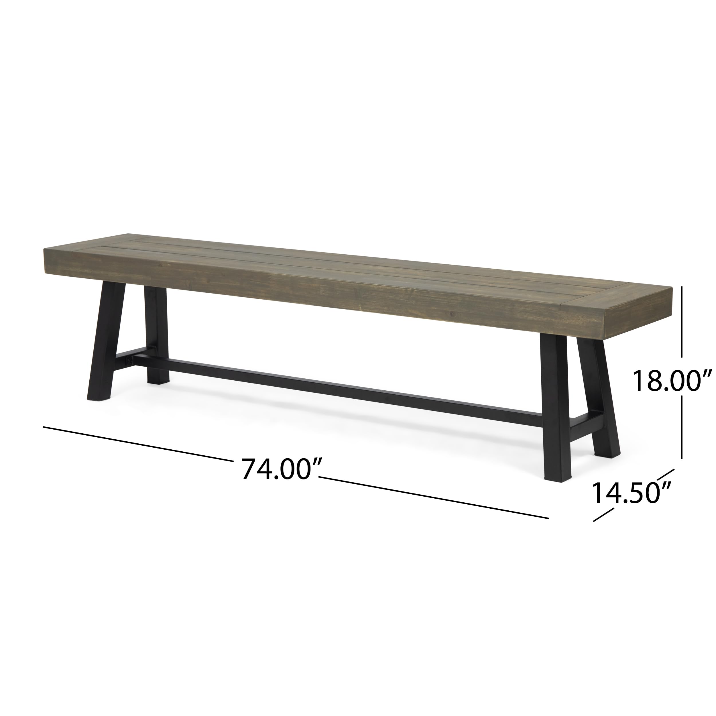 Christopher Knight Home Carlisle Outdoor Acacia Wood Picnic Dining Set, Gray and Rustic Metal