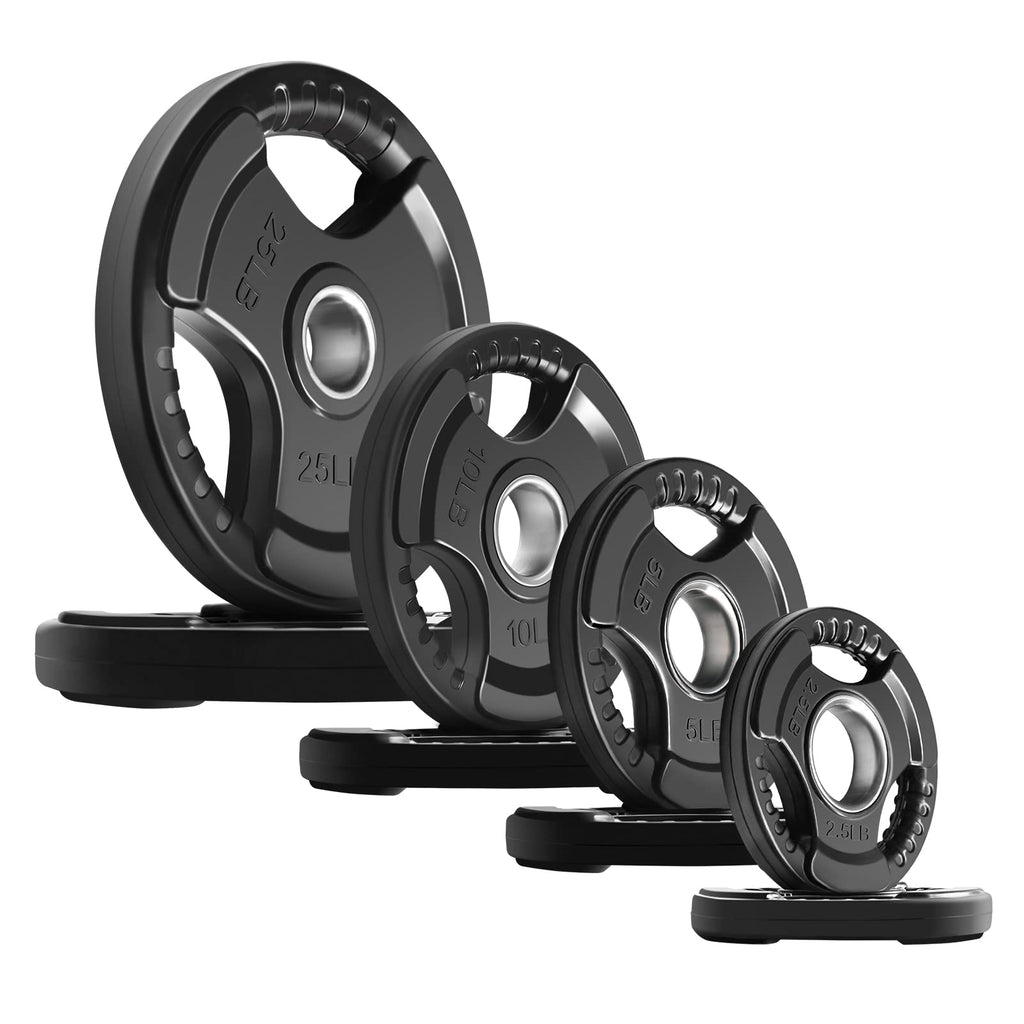 RitFit Weight Plates for Barbell, 2-Inch Olympic Rubber Grip Plates for Weightlifting and Strength Training in Home & Gym, Single, Pair and Sets(85LB, Set)