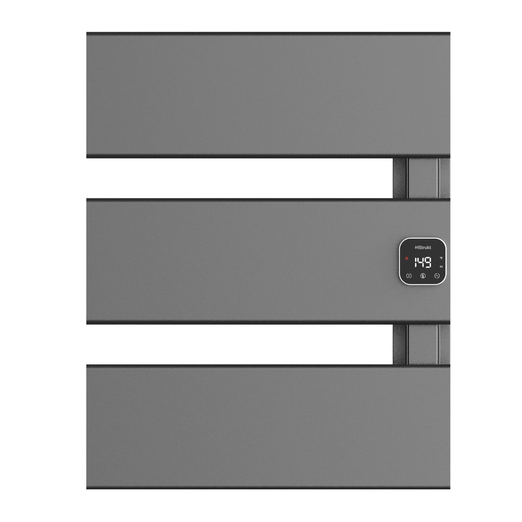 HSTRUKT Electric Towel Warmer, Heated Towel Rack with Thermo Control and Timer, Fast Heating Towel Rail for Bathroom with Memroy Function, Work with Smart Plug, Right-Wiring, 3 Panel, Gun Gray