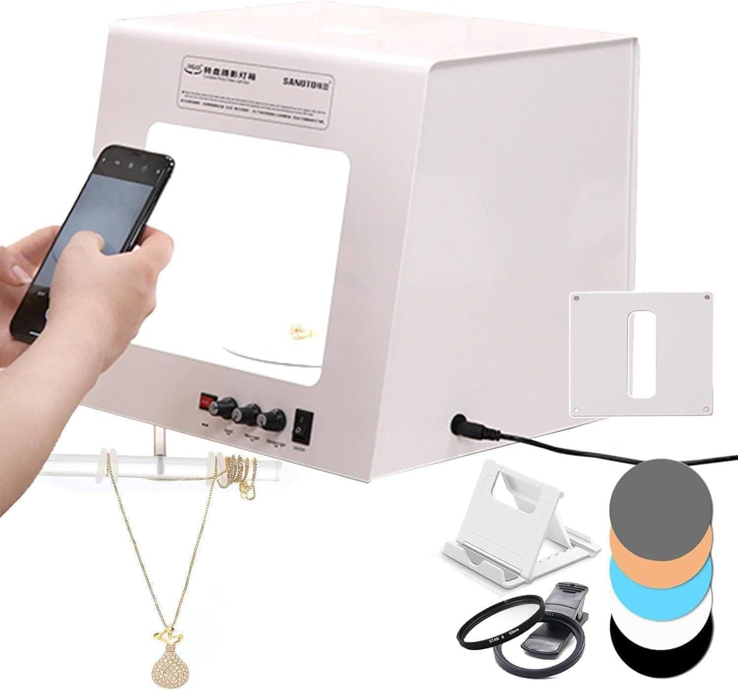 LHUITUI Mini Photo Studio Softbox, Jewelry Photography Video, Jewelry Shooting Tent Softbox, Black and White Background, 1kg Load Capacity, for Home Studio Jewelry Shots TB200