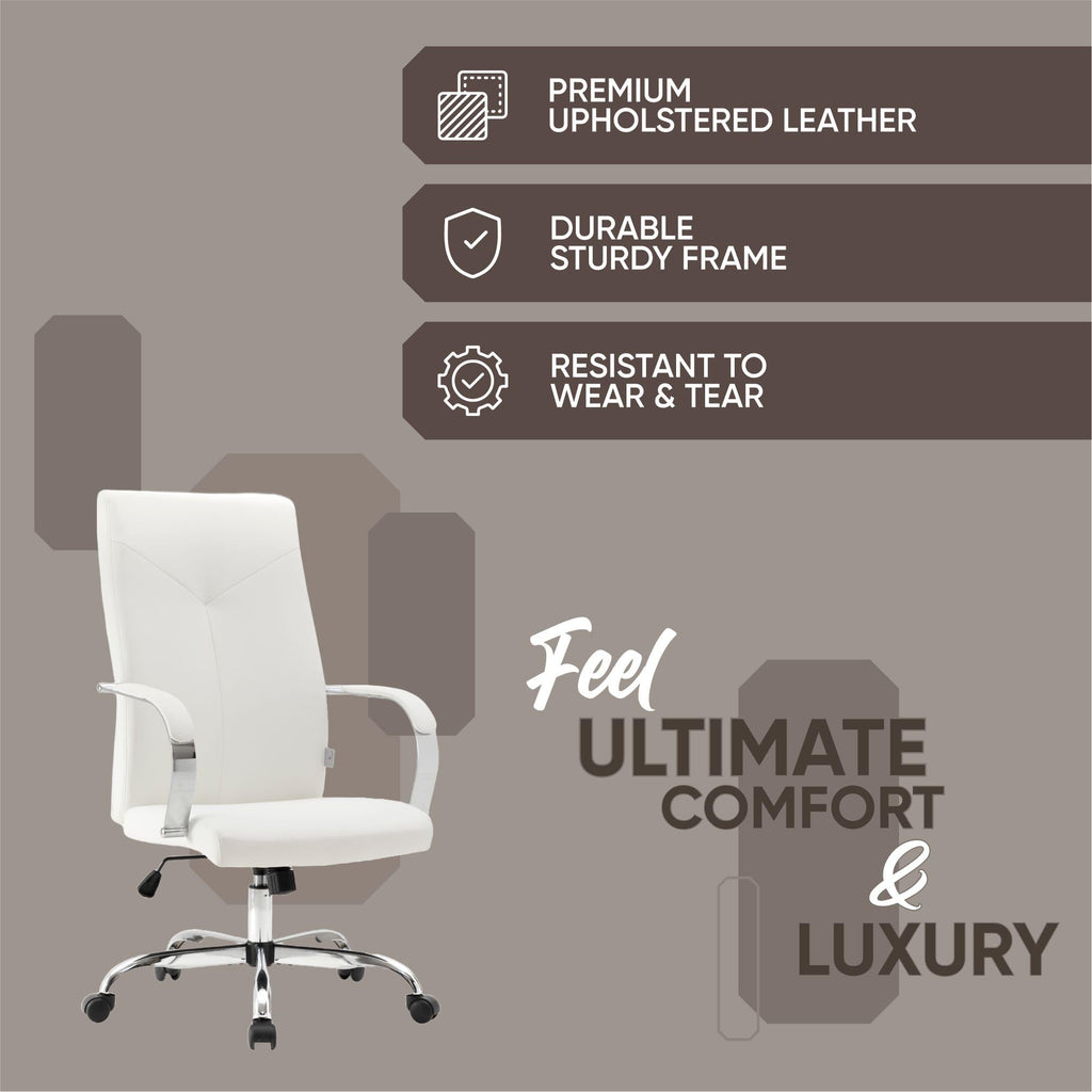 LeisureMod Sonora Modern Conference High Back Leather Ergonomic Executive Office Chair with Adjustable Height & Swivel for Home and Office Room