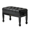FILISITE Genuine Leather Duet Piano Bench with Storage,Adjustable Heavy Duty Wooden Double Keyboard Seat XHJ-11G(Black)