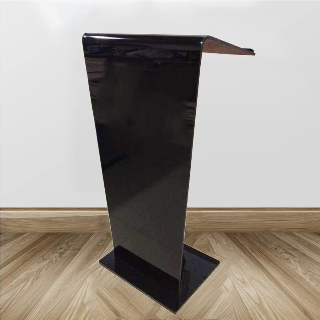 JOuan Lectern Podium Stand, Acrylic Church Podium, Portable Podium Stand, Black Podium Stage Host Desk Hotel Welcome Desk Auditorium Reception Desk Company Training Consultation Desk