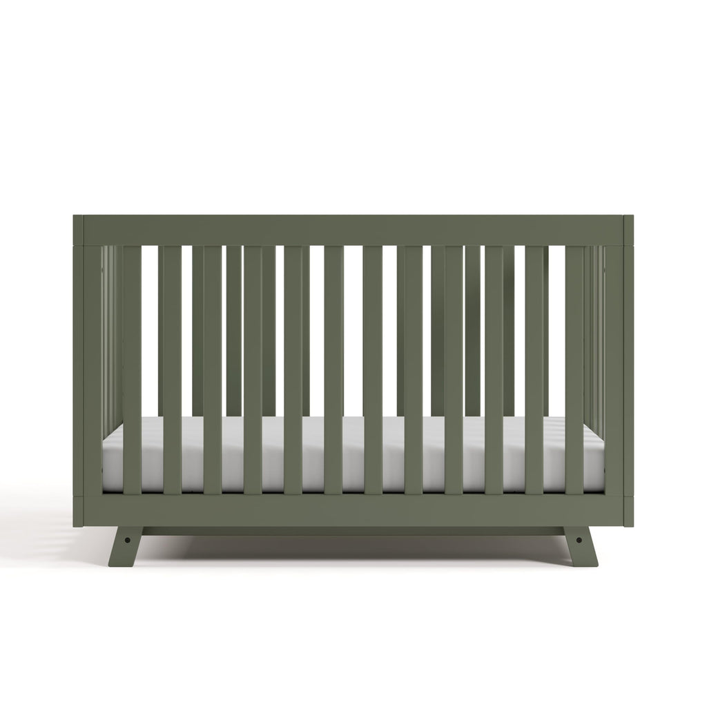 Storkcraft Beckett 3-in-1 Convertible Crib – GREENGUARD Gold Certified, Fits Standard Crib Mattress, Converts to Toddler Bed and Daybed, 4 Mattress Heights, Grow-with-Me Design (Olive)