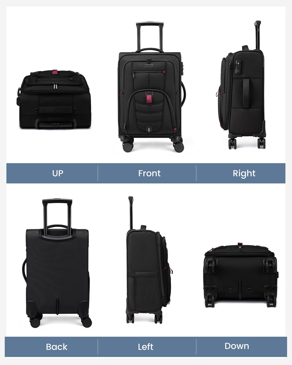 LOVEVOOK 3-Piece Set(22/24/28) Softside Luggage Suitcase with 15.6 Inch Laptop Compartment, Suitcase with Spinner Wheels, Large Capacity Luggage with TSA Lock for Business &Family Trip Travel, Black