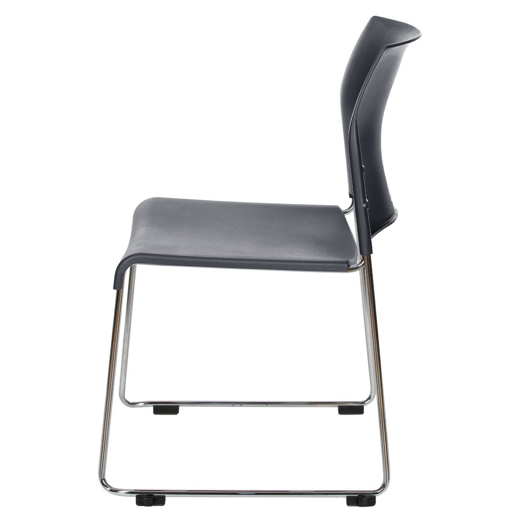 OEF Furnishings OEF8820-11-20/4 Commercial Stack Chair (Hard Plastic Seat and Back, Dark Gray, Chrome Frame, 4-Pack)