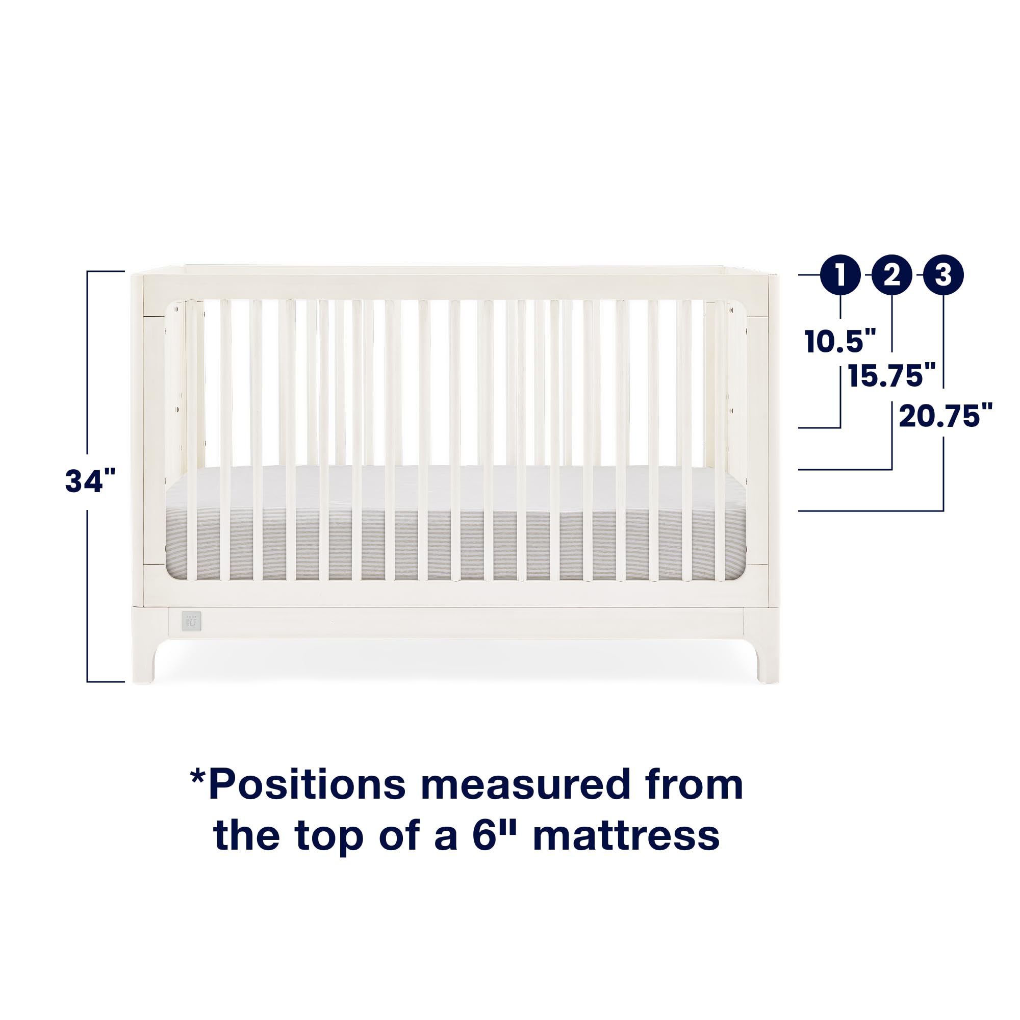 babyGap Wren 4-in-1 Convertible Crib by Delta Children - Greenguard Gold Certified, Antique White