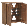 Bethel Acacia Wood Shoe Cubbie Cabinet, 31 in. W Entryway Storage Organizer with 3 Adjustable Metal Wire Shelves, Two Door Design with Open Back X Pattern, Ideal for Mudroom, Kitchen, Hallway