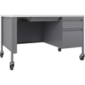 Lorell Fortress White/Platinum Steel Teachers Desk