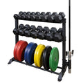 Body-Solid (Y420-LOADED) Dumbbell Rack Package Rack Organizer, Dumbbells, Plates, Bar w/Collars Included, Vertical Home Weight Storage and Commercial Gym Racks, Strength Training Accessories