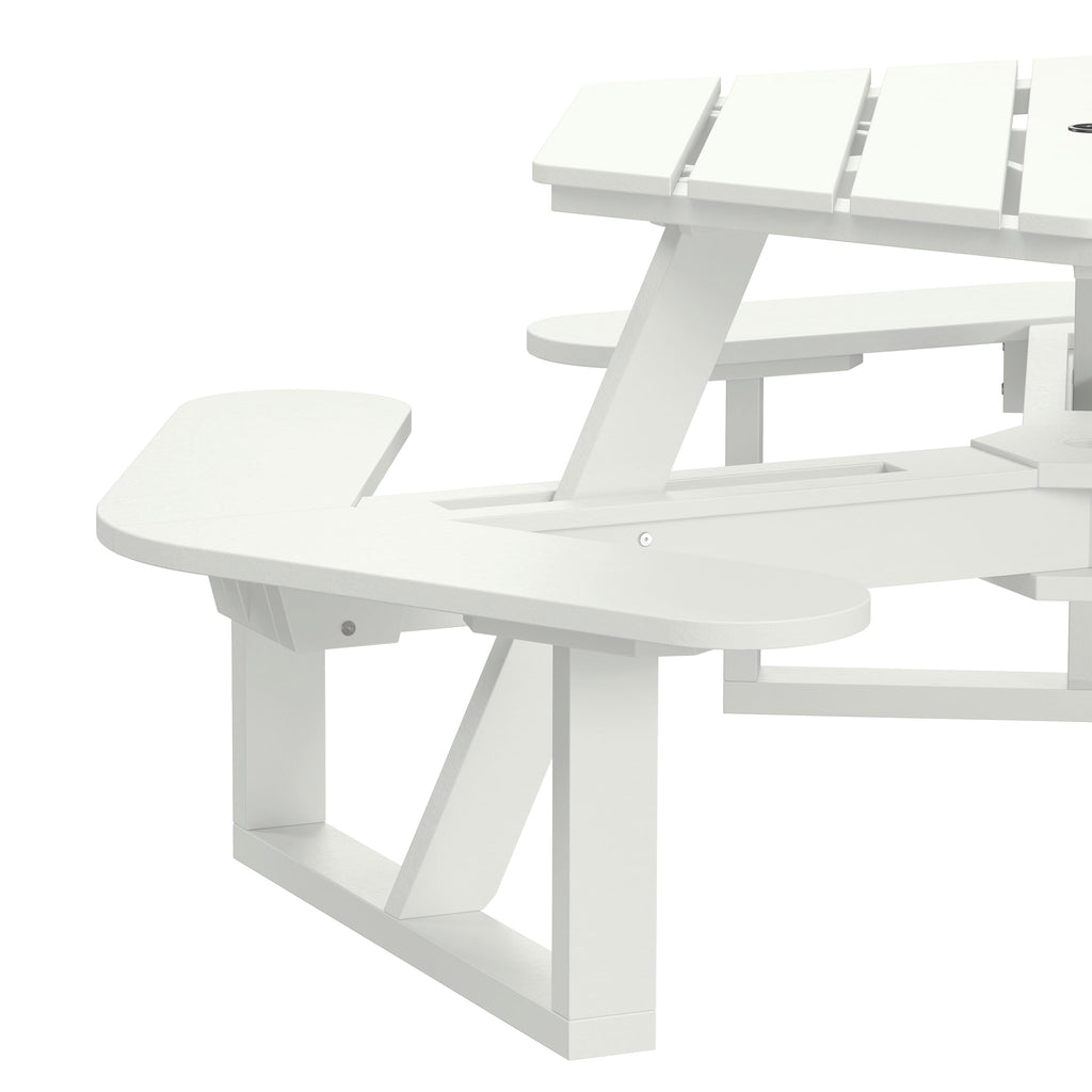 Shoreline Made in USA Hexagon Picnic Table, Seating for 6, Coconut White