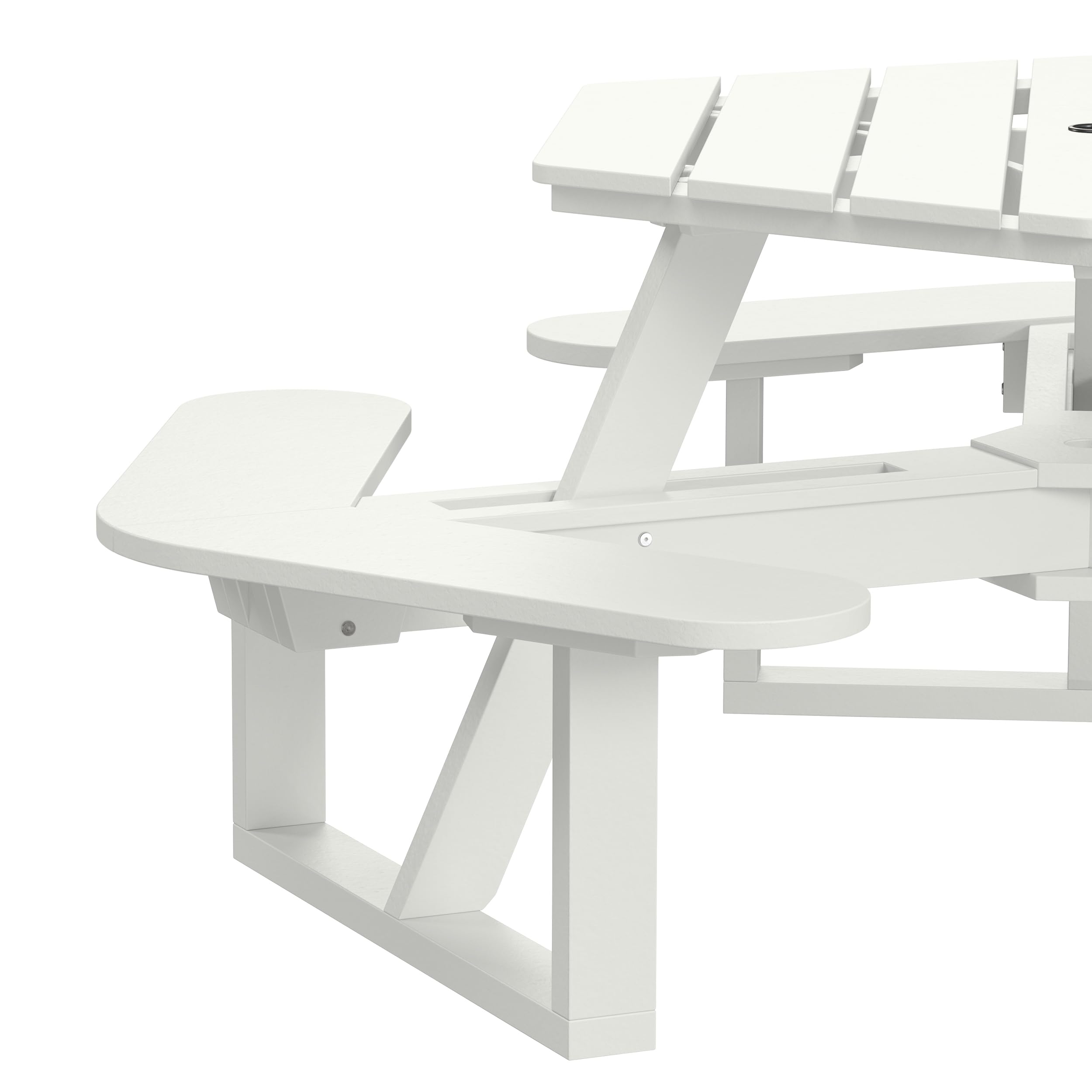 Shoreline Made in USA Hexagon Picnic Table, Seating for 6, Coconut White
